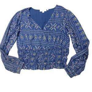 Anthropologie Forever That Girl  Smocked Blouse Cornflower Blue  Women's Medium